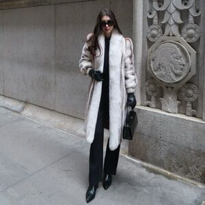 Mink Fur Coat with Fox Trim